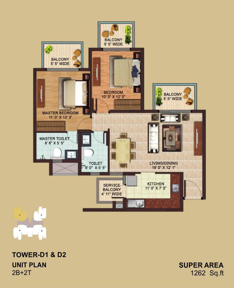 Zen Residences 2 BHK floor plan